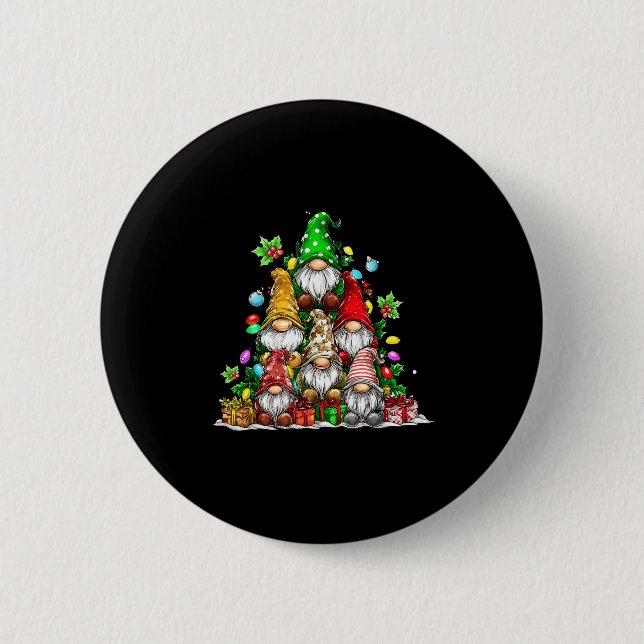 Cute Gnomes Christmas Tree Lights Gnomies Gnome Xm 6 Cm Round Badge (Front)