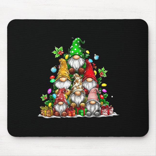 Cute Gnomes Christmas Tree Lights Gnomies Gnome Xm Mouse Mat (Front)