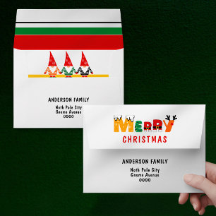 Cute Gnomes Colourful Merry Christmas Envelope