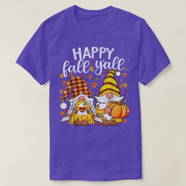 Cute Gnomes Couple With Pumpkin Spice Fall Yall Au T-Shirt (Design Front)