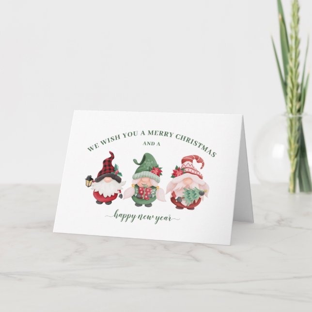Cute Gnomes Custom Christmas Holiday Card (Front)