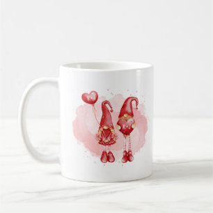 Cute Gnomes Custom Initials Hearts Valentine's Day Coffee Mug