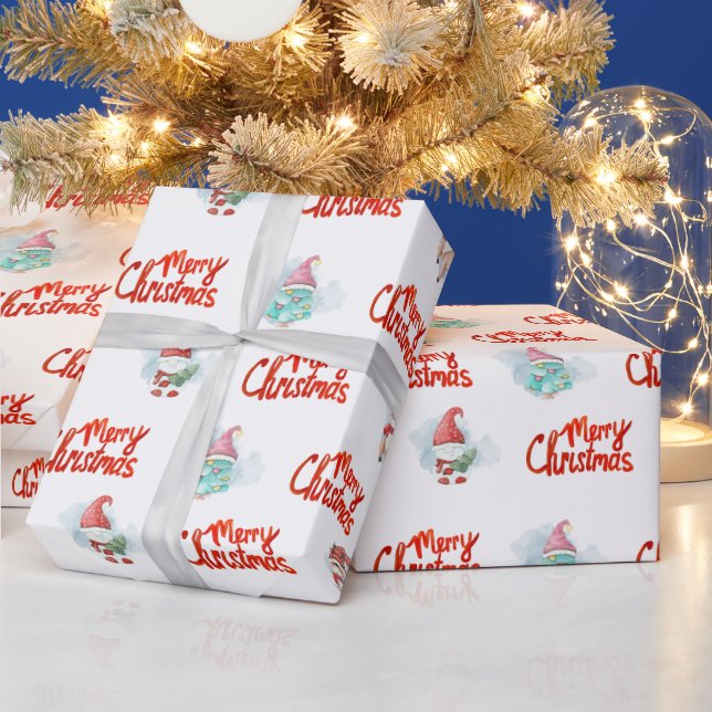 Cute Gnomes, Deer and Snowmen Wrapping Paper (Holidays)