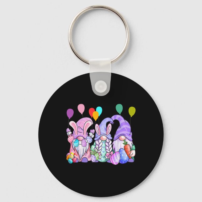 Cute Gnomes Easter Eggs Balloons Funny Gnome Easte Key Ring (Front)