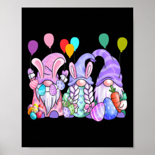 Cute Gnomes Easter Eggs Balloons Funny Gnome Easte Poster