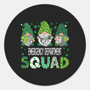 Cute Gnomes Emergency Department Squad Funny St Pa Classic Round Sticker