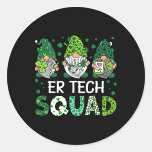 Cute Gnomes Er Tech Squad Funny St Patricks Day Classic Round Sticker