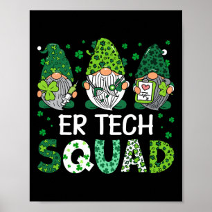 Cute Gnomes Er Tech Squad Funny St Patricks Day  Poster