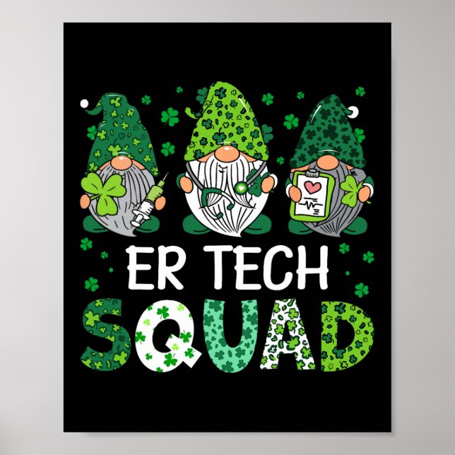 Cute Gnomes Er Tech Squad Funny St Patricks Day  Poster (Front)