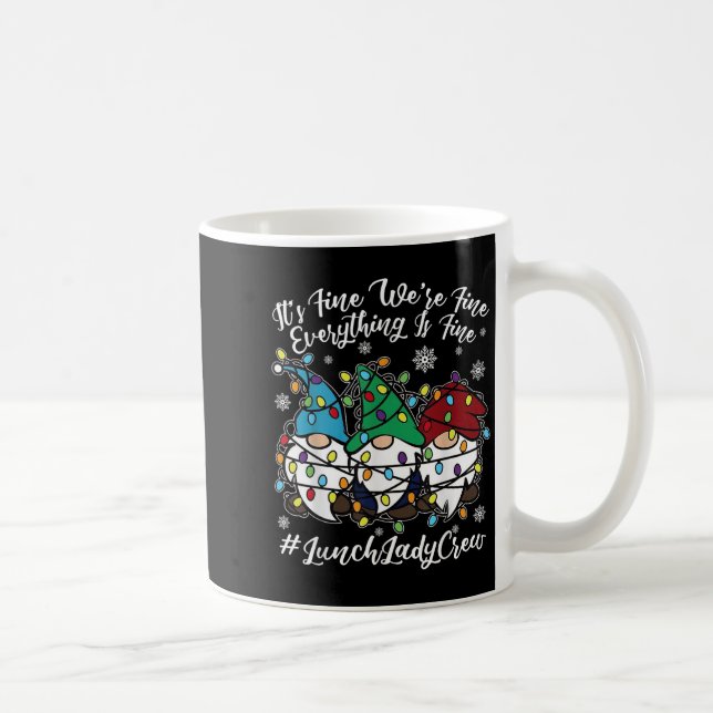 Cute Gnomes Everything Is Fine Christmas Lunch Lad Coffee Mug (Right)
