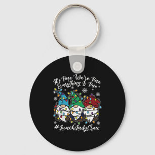 Cute Gnomes Everything Is Fine Christmas Lunch Lad Key Ring