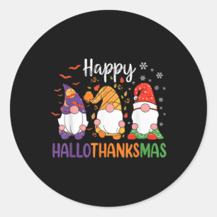 Cute Gnomes Fall Halloween Women Girls Happy Hallo Classic Round Sticker