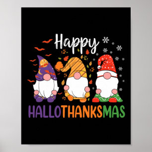 Cute Gnomes Fall Halloween Women Girls Happy Hallo Poster