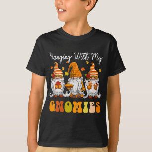 Cute Gnomes Fall Season Hanging With My Gnomies Au T-Shirt