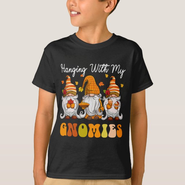 Cute Gnomes Fall Season Hanging With My Gnomies Au T-Shirt (Front)