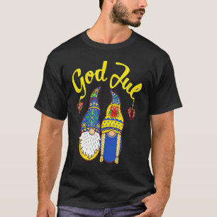 Cute Gnomes God Jul Swedish Norwegian Christmas T-Shirt