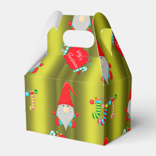 Cute Gnomes Green Christmas Favour Box
