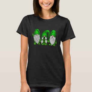Cute Gnomes Green Irish Buffalo Plaid Happy St Pat T-Shirt