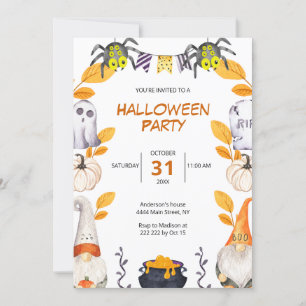 Cute Gnomes Halloween Invitation