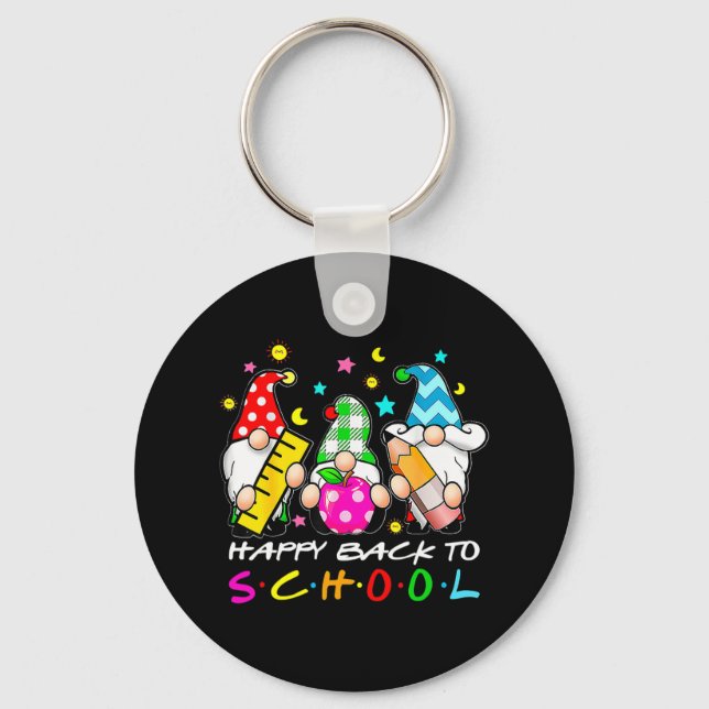 Cute Gnomes Happy Back To School Teachers Student  Key Ring (Front)