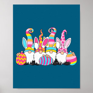 Cute Gnomes Holding Easter Eggs East Poster