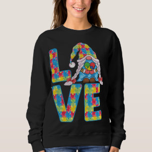 Cute Gnomes Holding Puzzle And ribbon Support Auti Sweatshirt