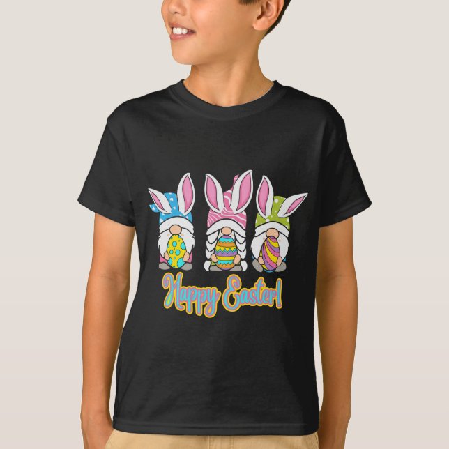 Cute Gnomes Hugs Eggs Happy Easter - Egg Hunting G T-Shirt (Front)