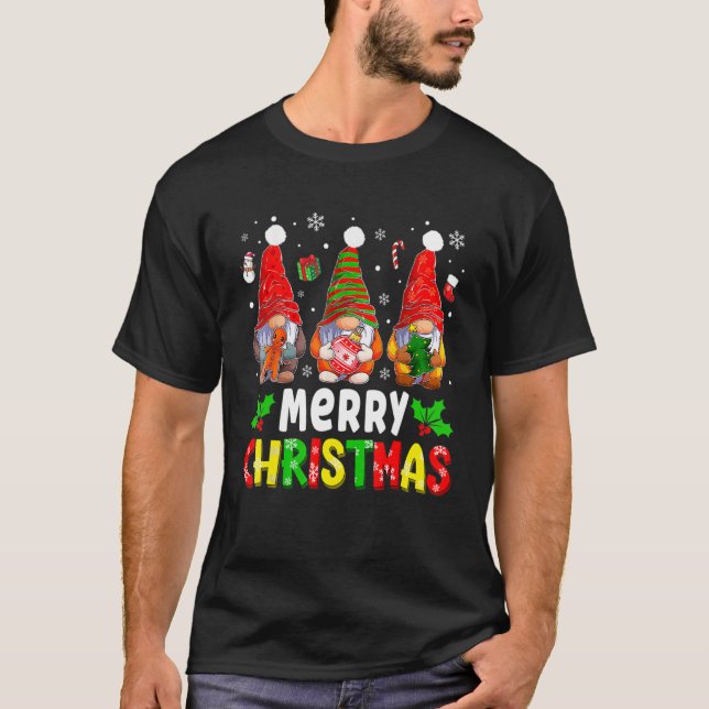 Cute Gnomes Merry Christmas  Family Gnome Xmas Mat T-Shirt (Front)