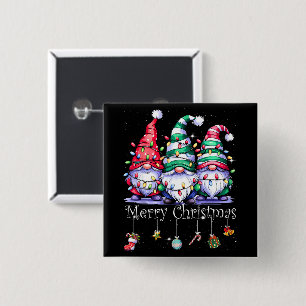 Cute Gnomes Merry Christmas Light Family Gnome  15 Cm Square Badge