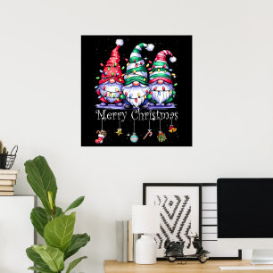 Cute Gnomes Merry Christmas Light Family Gnome Poster