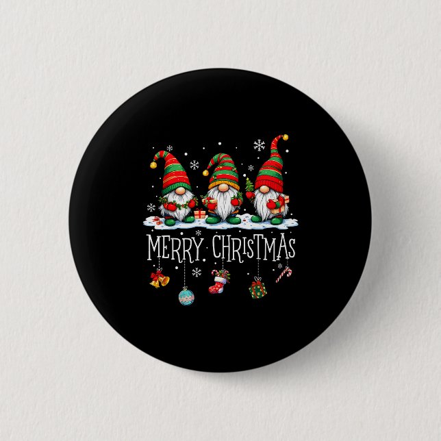Cute Gnomes Merry Christmas Light Family Gnome Xma 6 Cm Round Badge (Front)
