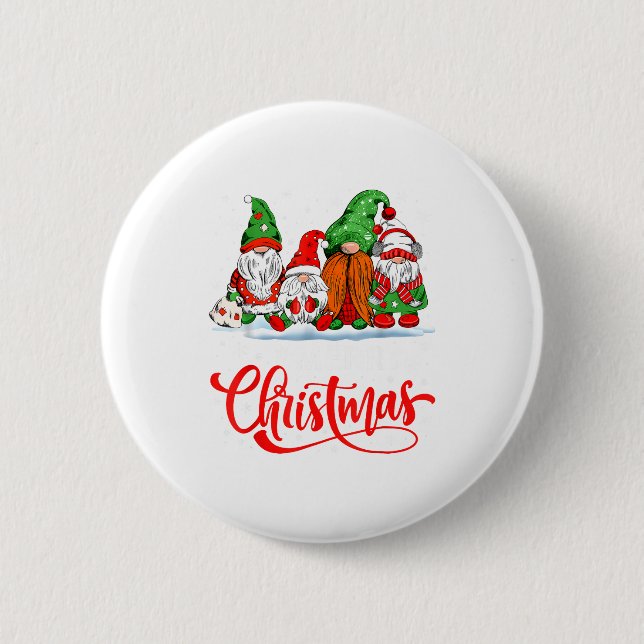 Cute Gnomes Merry Christmas Light Family Gnome Xma 6 Cm Round Badge (Front)