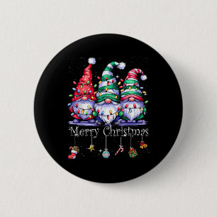Cute Gnomes Merry Christmas Light Family Gnome Xma 6 Cm Round Badge