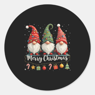 Cute Gnomes Merry Christmas Light Family Gnome Xma Classic Round Sticker