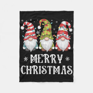 Cute Gnomes Merry Christmas Light Family Gnome Xma Fleece Blanket