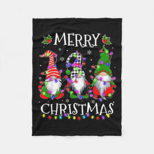 Cute Gnomes Merry Christmas Light Family Gnome Xma Fleece Blanket