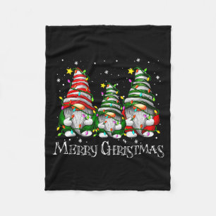 Cute Gnomes Merry Christmas Light Family Gnome Xma Fleece Blanket