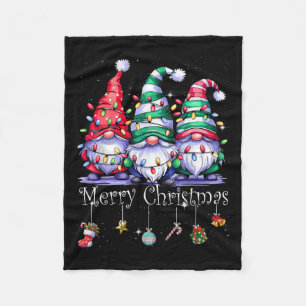 Cute Gnomes Merry Christmas Light Family Gnome Xma Fleece Blanket