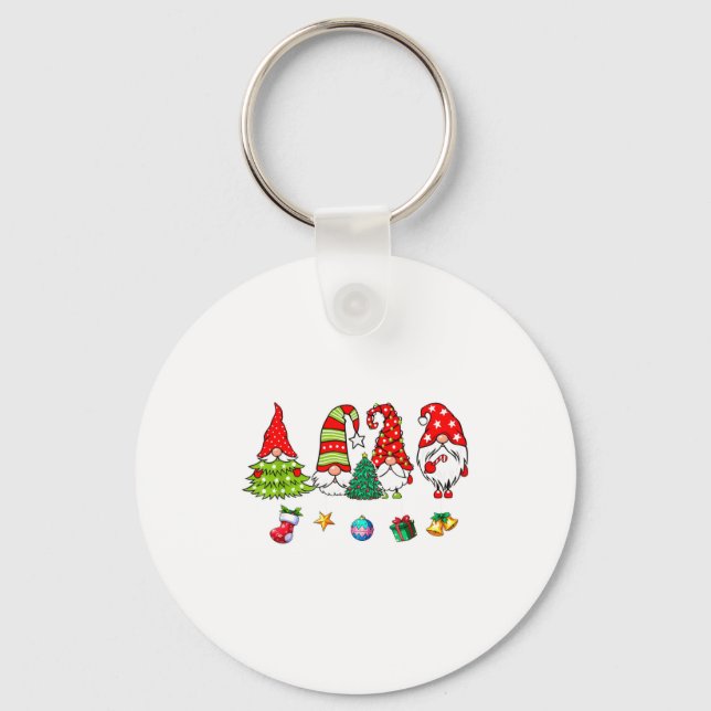 Cute Gnomes Merry Christmas Light Family Gnome Xma Key Ring (Front)