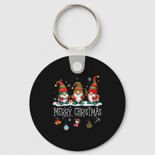 Cute Gnomes Merry Christmas Light Family Gnome Xma Key Ring