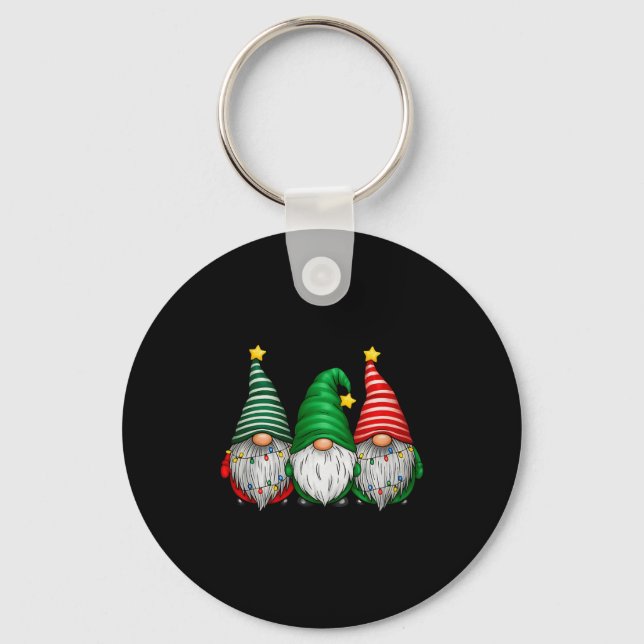 Cute Gnomes Merry Christmas Light Family Gnome Xma Key Ring (Front)