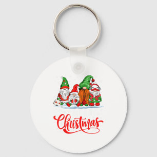 Cute Gnomes Merry Christmas Light Family Gnome Xma Key Ring