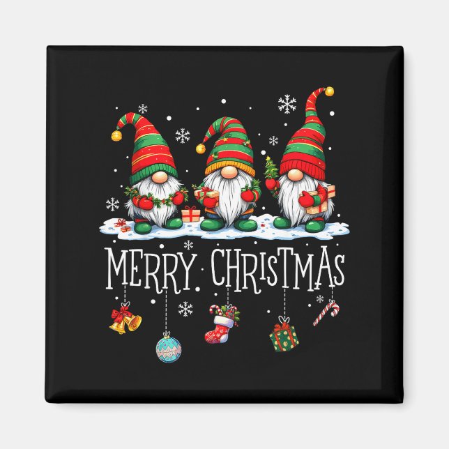 Cute Gnomes Merry Christmas Light Family Gnome Xma Magnet (Front)