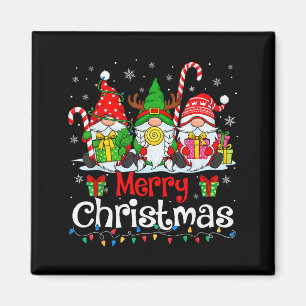 Cute Gnomes Merry Christmas Light Family Gnome Xma Magnet