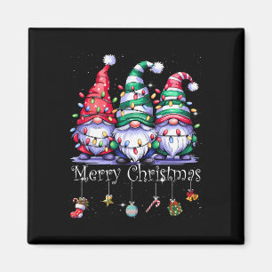 Cute Gnomes Merry Christmas Light Family Gnome Xma Magnet