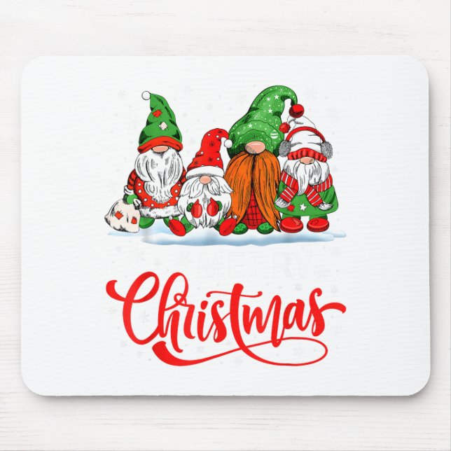 Cute Gnomes Merry Christmas Light Family Gnome Xma Mouse Mat (Front)