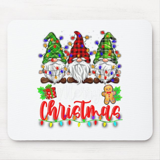 Cute Gnomes Merry Christmas Light Family Gnome Xma Mouse Mat (Front)
