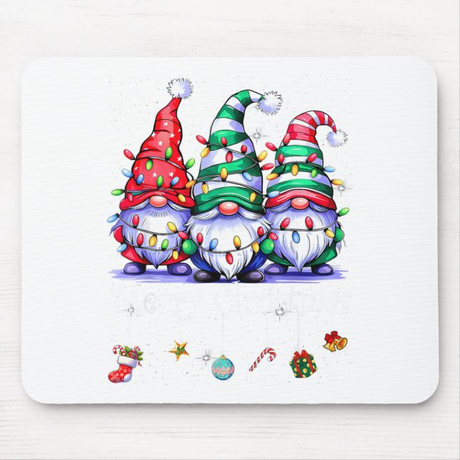 Cute Gnomes Merry Christmas Light Family Gnome Xma Mouse Mat (Front)