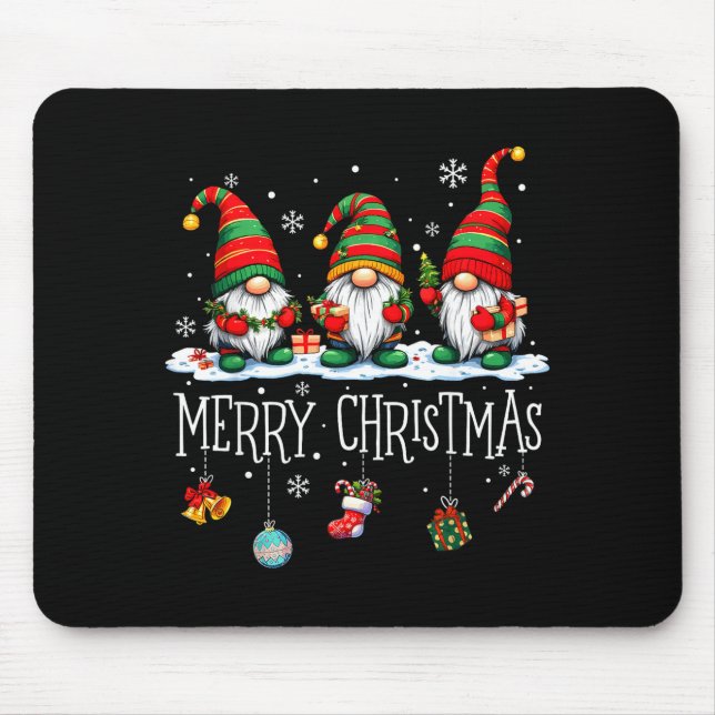 Cute Gnomes Merry Christmas Light Family Gnome Xma Mouse Mat (Front)