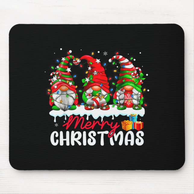 Cute Gnomes Merry Christmas Light Family Gnome Xma Mouse Mat (Front)